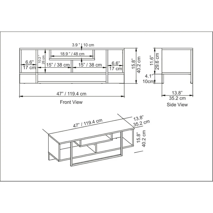 Hanah Home Stylish Black TV Stand, 120 x 35.2 x 40.2 cm | 100% Melamine Coated Particle Board, 18 mm Thick | Modern Design for Living Room & Entertainment Spaces – Bild 7