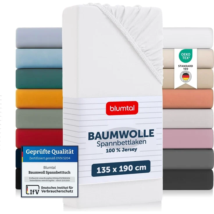 Blumtal Spannbettlaken Blumtal Basics Baumwolle Spannbettlaken, Baumwolle, (2 Stück), Oeko Tex zertifiziert – Bild 1
