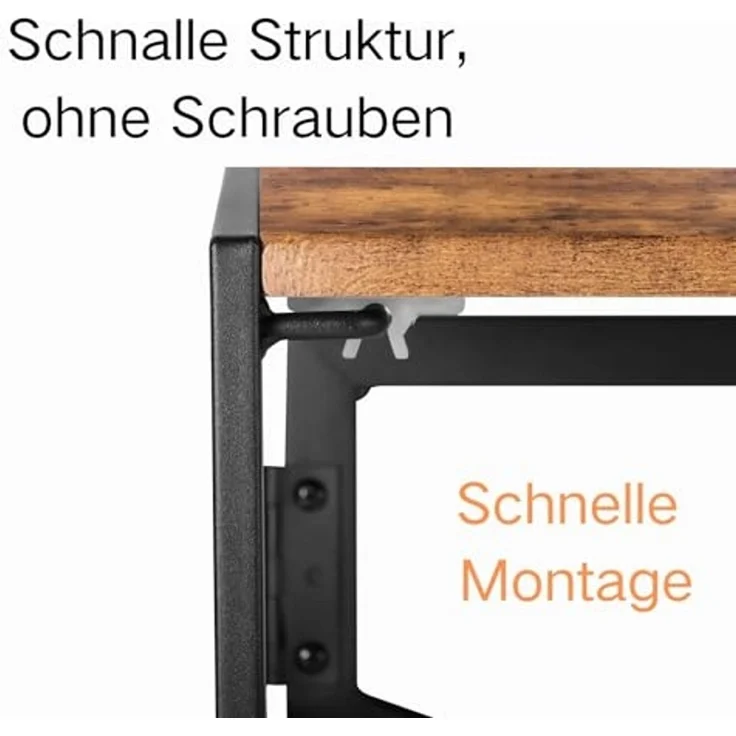 FurnitureR Campingtisch faltbar 100x50cm - Outdoor Tisch mit Haken & Stahlrahmen, 5,5cm flach, rostfrei, 50kg für Wohnmobil, Van (Braun Holzoptik) – Bild 6