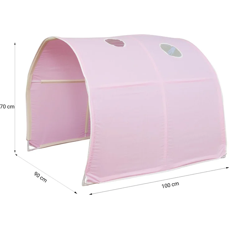 Homestyle4u Tunnel für Hochbett, Baumwolle rosa, B/H/T: 90 x 70 x 100 cm – Bild 4