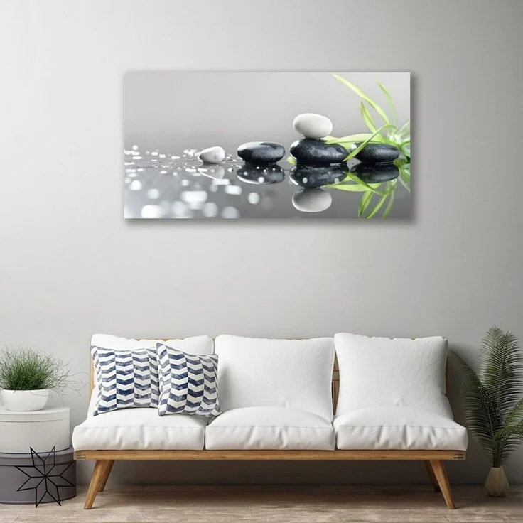 Tulup Leinwandbild XXL Wandbilder Leinwandbilder Bilder Canvas Bild 100 cm x 50 cm, Zen Spa Tonisiert das Gras, Leinwandbild – Bild 3