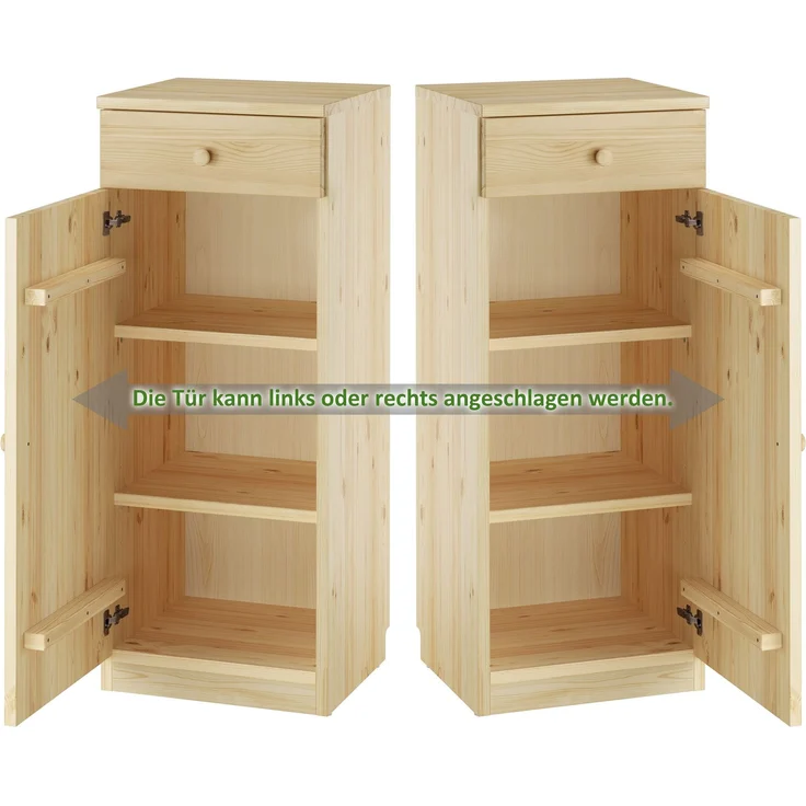 Garderobenschrank Schuhschrank Flurkommode Badmöbel 100x37x40 Kiefer oder weiß Massivholz V-90.51-04Kiefer – Bild 7