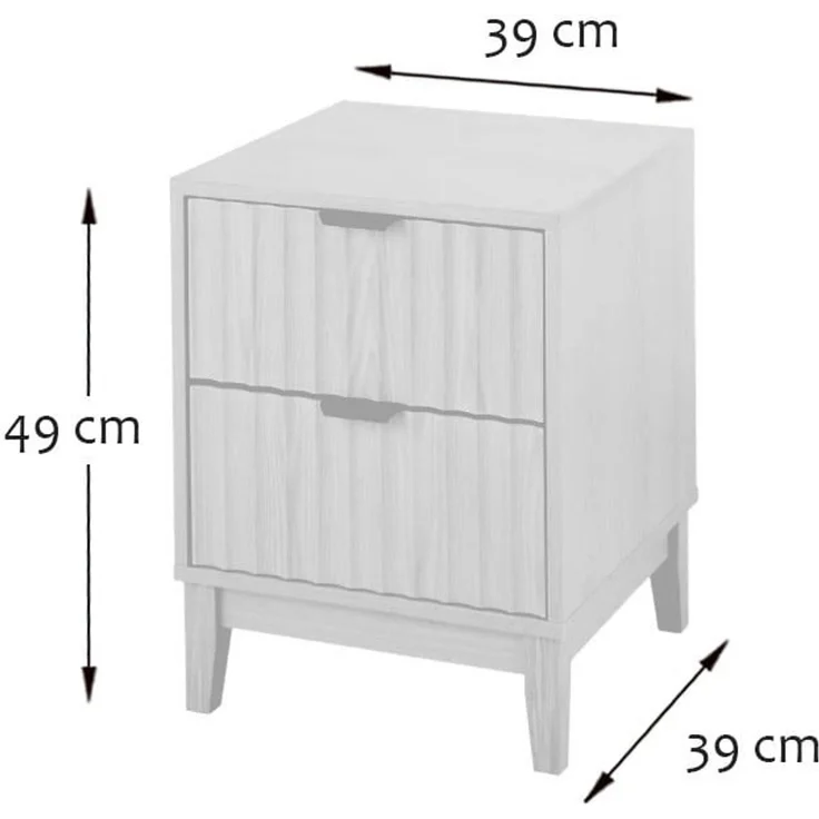 Calicosy 'BOLOGNE' Nachttisch mit 2 Schubladen H52 cm - helles Holzdekor - Helles Holz – Bild 4