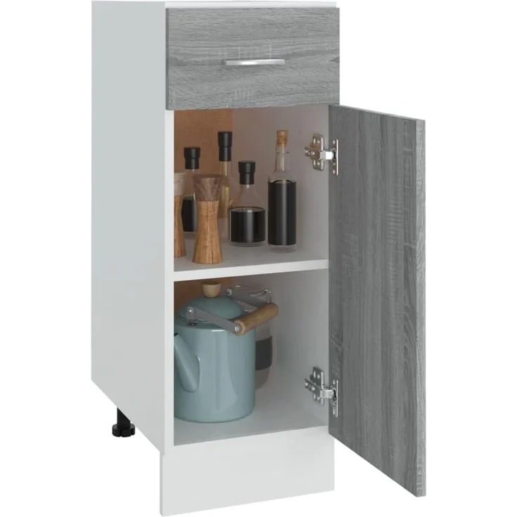 vidaXL Unterschrank, Küchenschrank mit Schublade 2 Fächern, Geschirrschrank für Küche, Küchenunterschrank Schrank Küchenmöbel, Grau Sonoma – Bild 5