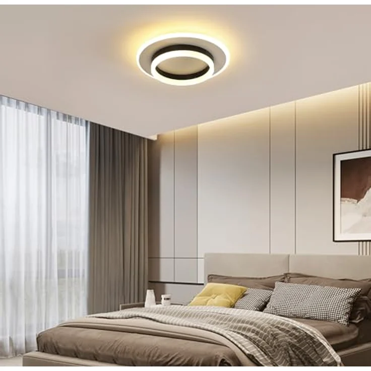 Goeco Deckenlampe LED, 28W Deckenleuchte Modern Rund, 3000K Warmweiß, Deckenbeleuchtung Schlafzimmer, Flur, Küche, Balkon, Weiß und Schwarz – Bild 8