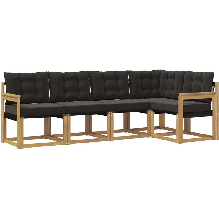 vidaXL Outdoor-Sofagarnitur 5 stk. 5-Sitzer Weiß und Schwarz 3389470 – Bild 2