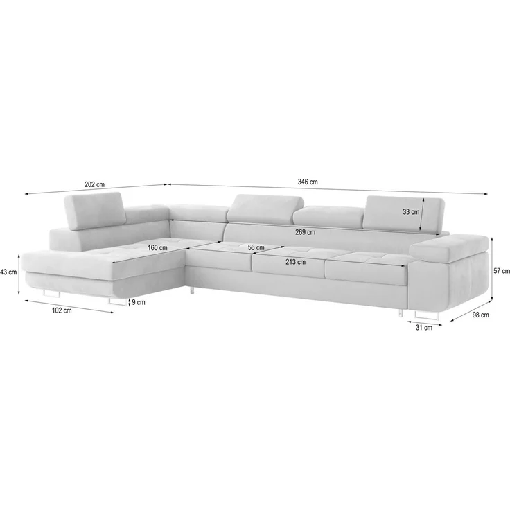 Masseno Ecksofa VICENTE mit Schlaffunktion L-Form, Sofa mit Bettkasten – Bild 2