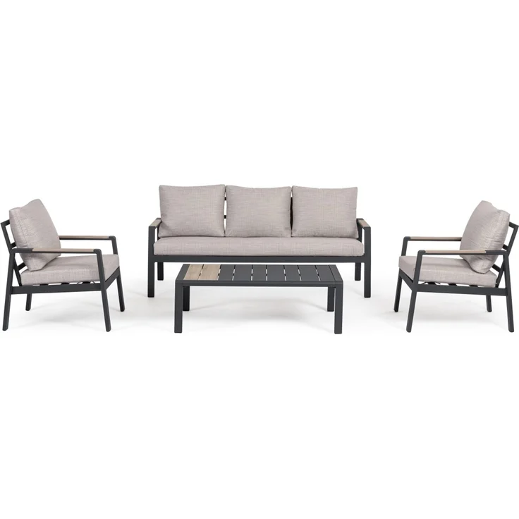 Garten-Set Elna 4er Gruppe aus Aluminium, modern gepolstert, anthrazit, inkl. Kissen – Bild 3