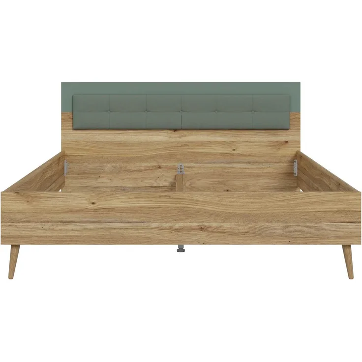 Bett Winston / Whenua, Holzwerkstoff, Grün, Holzfarben, 187 x 99 x 207 cm