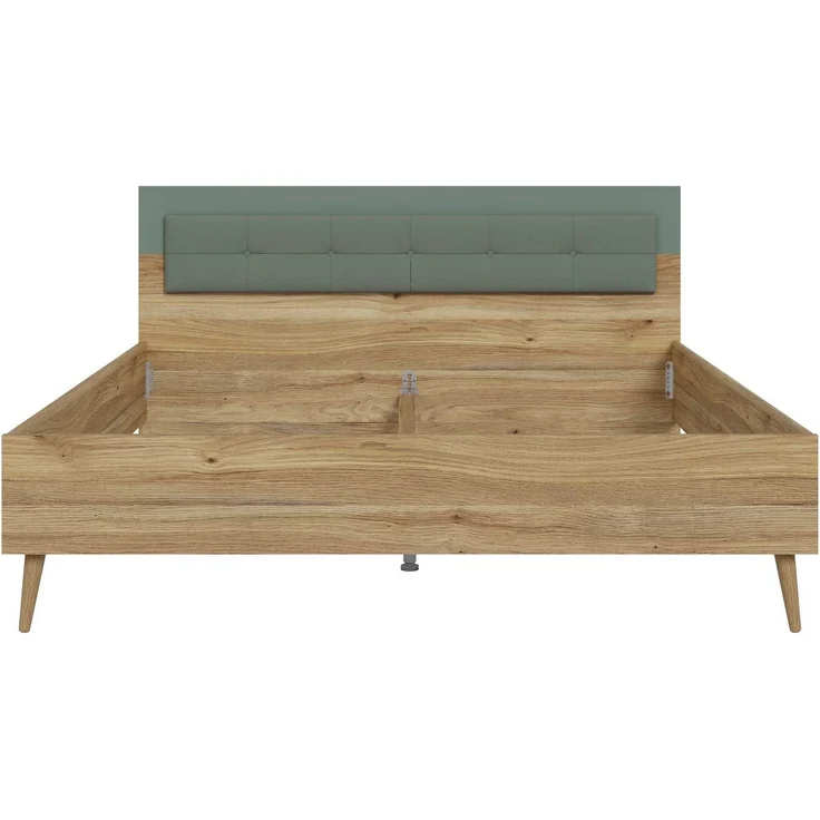 Bett Winston / Whenua, Holzwerkstoff, Grün, Holzfarben, 187 x 99 x 207 cm – Bild 1