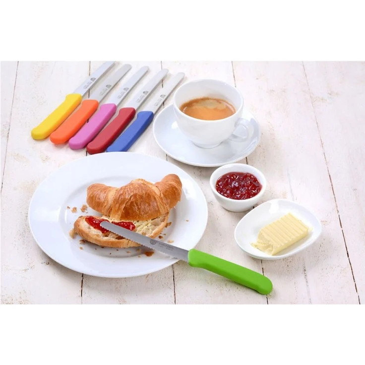 GRÄWE | Tafelmesser 6 Stück | Messerset zum Schneiden | mit einseitigem Wellenschliff | ideales Brötchenmesser zum Frühstück | Bunt – Bild 3