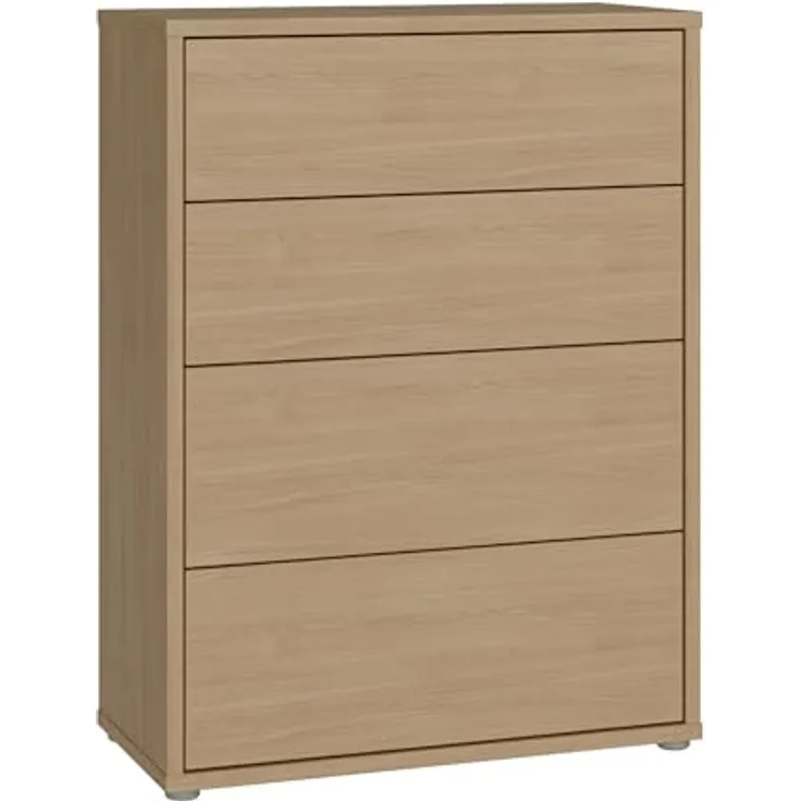 Forte Alice Springs Kommode 70 80, modern-minimalistisch, 4 Schubladen, Wohn-/Schlafzimmer, Holzwerkstoff, Elegancia Eiche Holzdekor, 74,5 cm breit x 99,1 cm hoch x 34,9 cm tief