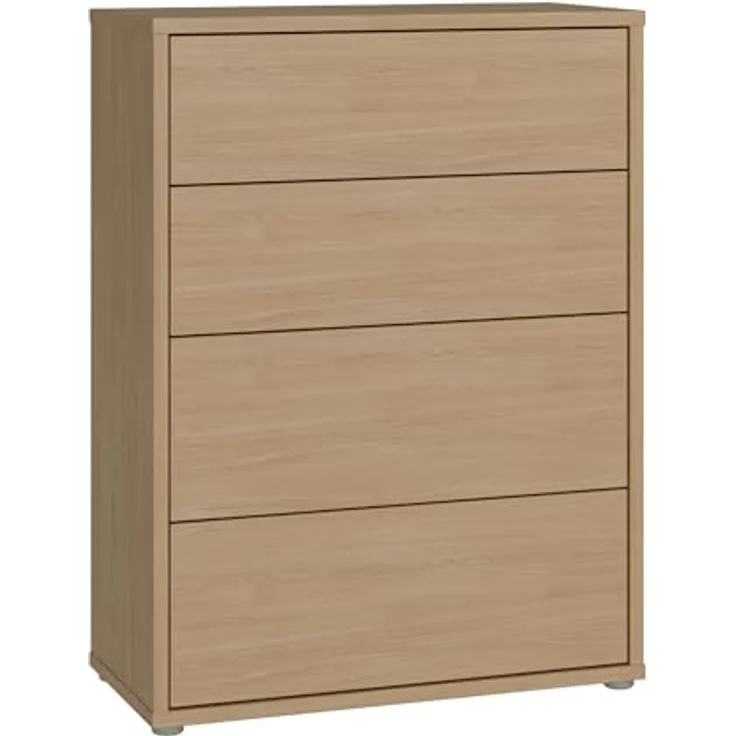 Forte Alice Springs Kommode 70 80, modern-minimalistisch, 4 Schubladen, Wohn-/Schlafzimmer, Holzwerkstoff, Elegancia Eiche Holzdekor, 74,5 cm breit x 99,1 cm hoch x 34,9 cm tief – Bild 1