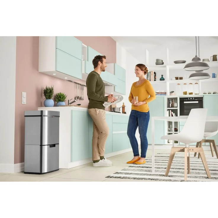 Hailo Mülltrennsystem mit Sensor Öko Vario XL, Tret-Mülleimer, Abfalltrenner, Abfalleimer, Edelstahl, 25 + 25 + 4 L, 0656-001 – Bild 2