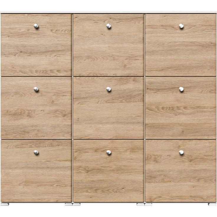 Schuhschrank XL Comfort 9 Klappen 36 Paar 157x141 cm Weiss-Eiche : Weissmatt / Eiche hell – Bild 7