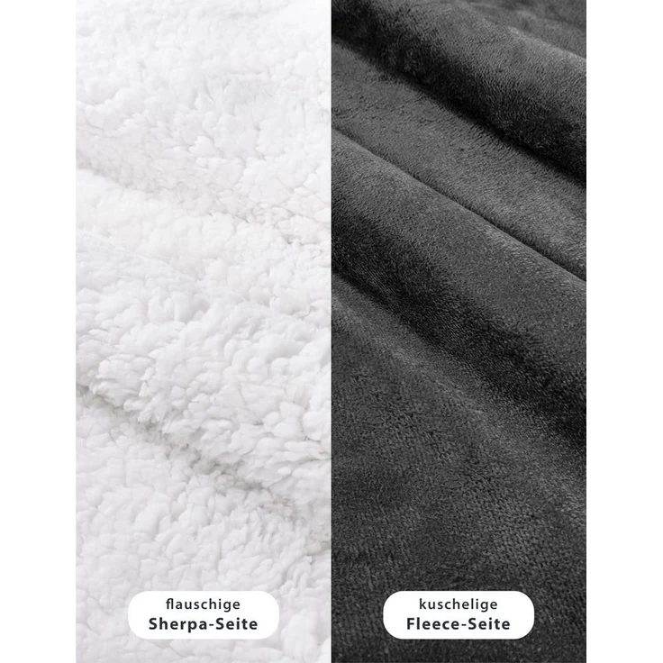 Wohndecke in Lammfell-Optik Kuscheldecke weich & flauschig - Sherpa Fleecedecke, Gräfenstayn, Warme Wolldecke & Sofaüberwurf Tagesdecke für Couch & Sofa – Bild 2
