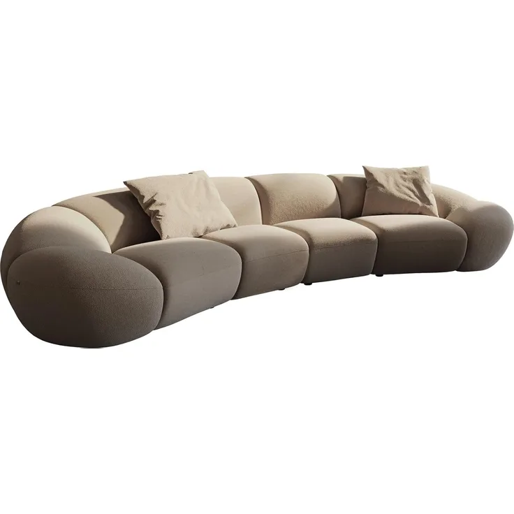 Big-Sofa Lunna 360x175 cm Fein Bouclé Taupe 2 Kissen