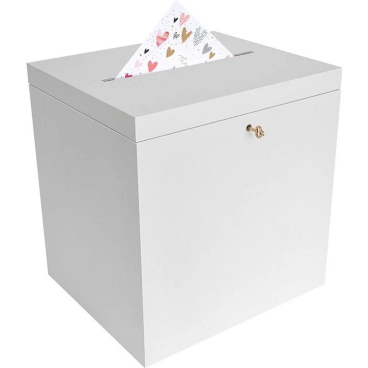 Creative Deco Dekokiste Kartenbox Hochzeit 29x25x30 cm Geschenkkarten Box Geldbox Briefbox, mit Deckel, Schloss und Schlüssel – Bild 4