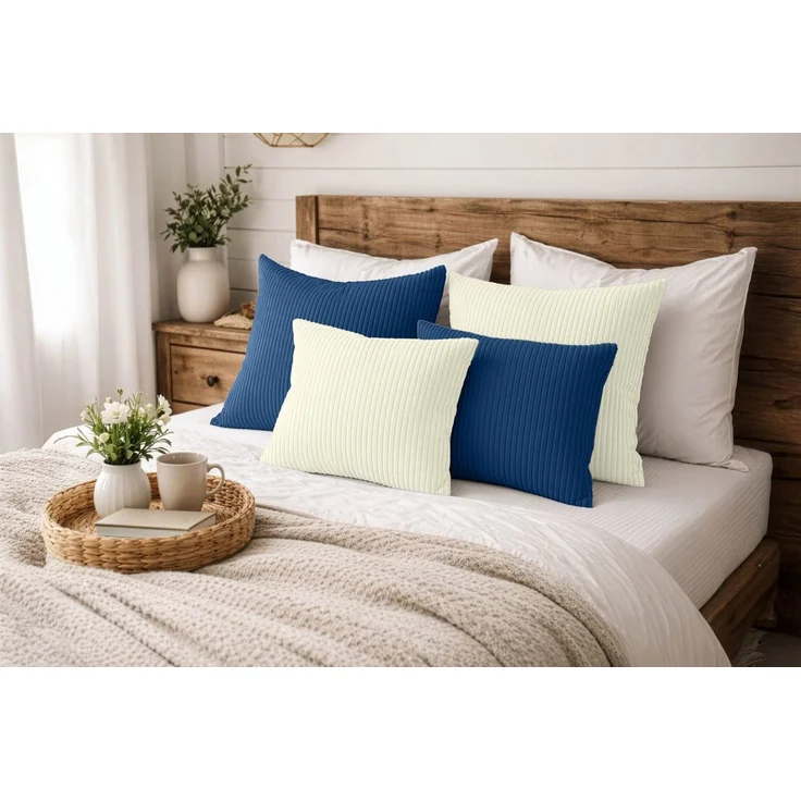 Amilian Dekokissen Sofakissen 4er Set mit Füllung - 2x 45x45 + 2x 35x45 cm, Hotelverschluss, waschbar, formstabil – Bild 1
