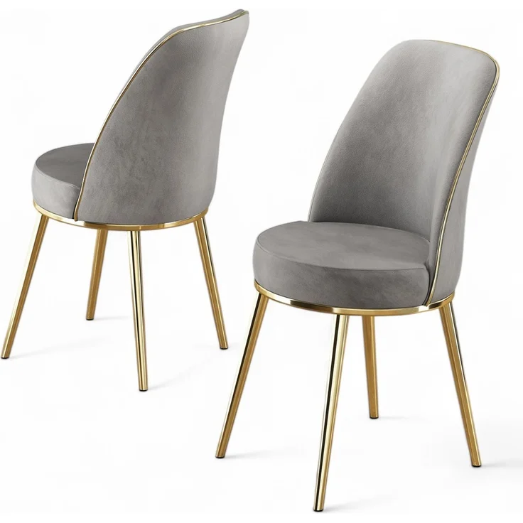 Skye Decor 'Pefa - Grey, Gold' Stuhlset (2-teilig), Grau / Gold, 45 x 91 x 42 cm – Bild 2