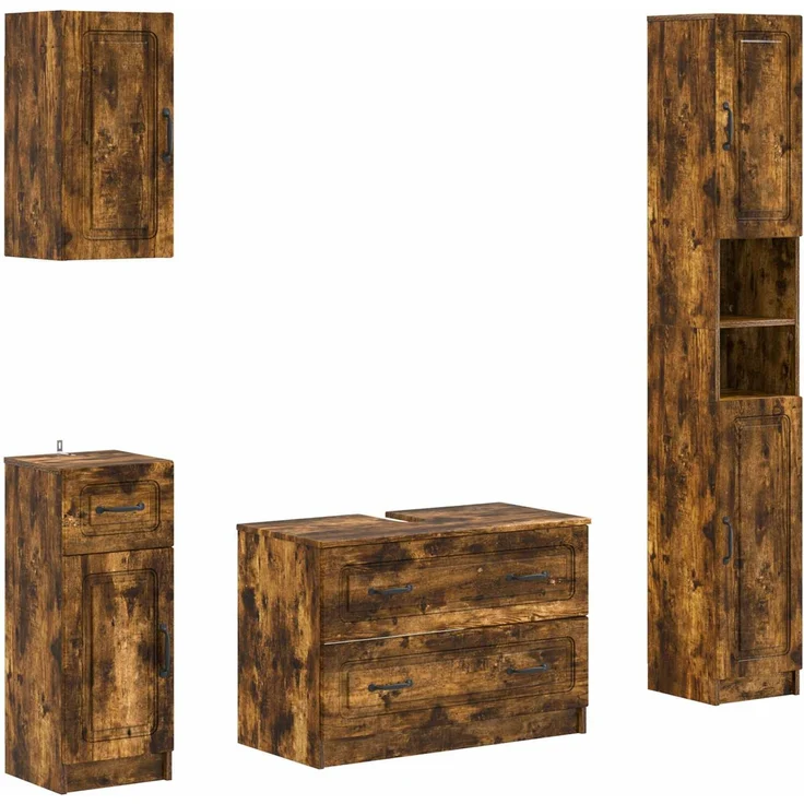 vidaXL 4-teiliges Badezimmer-Schrank-Set UTRECHT Raucheiche 3417977 – Bild 2