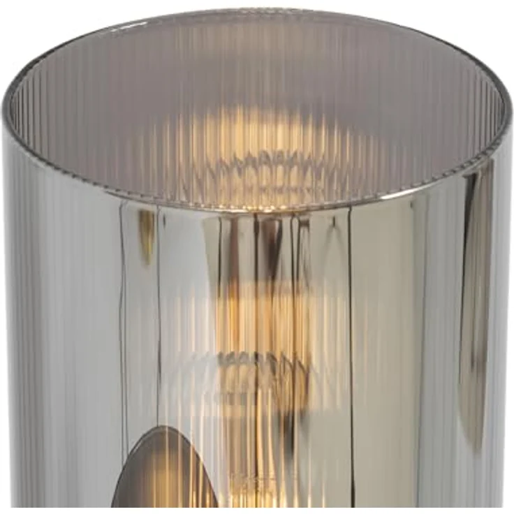 QAZQA Laura, Art-Deco-Tischlampe schwarz mit Rauchglas, 2-flammig, 64 cm, E27, dimmbar, für Wohnzimmer und Schlafzimmer – Bild 6