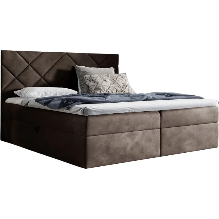 MEBLINI Boxspringbett BOTTEGA 180x200 cm mit Bettkasten – H4/Braun Samt Polsterbett - Gepolstert Doppelbett mit Matratze und Topper - Polsterbett mit Stauraum - Bett mit Kopfteil – Stauraumbett – Bild 2