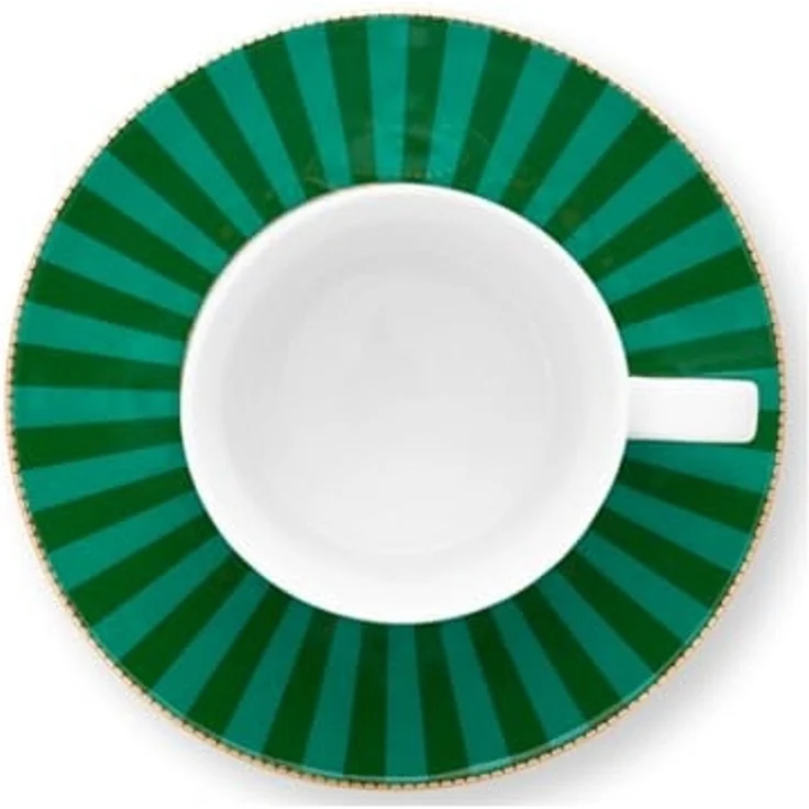 PiP Studio Tasse Love Birds Medallion Emerald-Green Tasse mit Untertasse 0,2l Set2, Porzellan – Bild 5