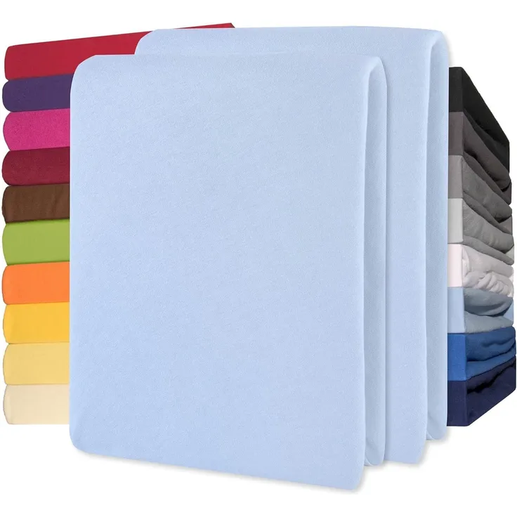 CelinaTex Jersey Topper Spannbettlaken Lucina 180x200-200x200 cm Aqua blau 100% Baumwolle gekämmt bis 12cm Matratzenhöhe Oeko-TEX