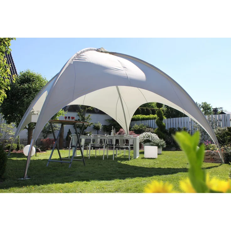 LECO Kuppelzelt mit vollverzinktem Stahlrohrgestell, Polyester lichtgrau, 5x5 m – Bild 5