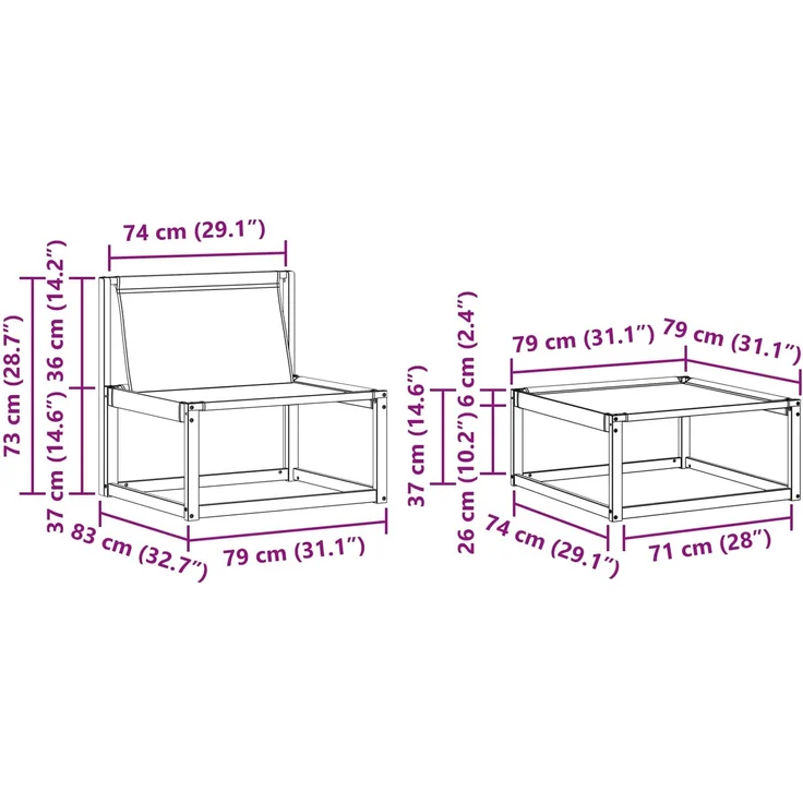 vidaXL Outdoor-Sofagarnitur mit Kissen 4 pcs Natürlich und Schwarz 3381336 – Bild 8
