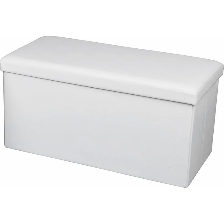 ECHTWERK Sitzbank Faltbare Polsterbank aus hochwertigem Kunstleder, Sitzhocker mit Aufbewahrungsfunktion, Für Wohnzimmer/Schlafzimmer, Bis 300 kg belastbar, Weiß, 76 x 38 x 38 cm
