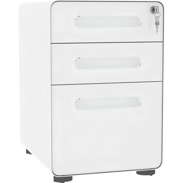 Vinsetto Rollcontainer Bürocontainer mit 3 Schubladen, (Büroschrank, 1 St, Aktenschrank), Stahl, Weiß, 39 x 48 x 59 cm – Bild 4