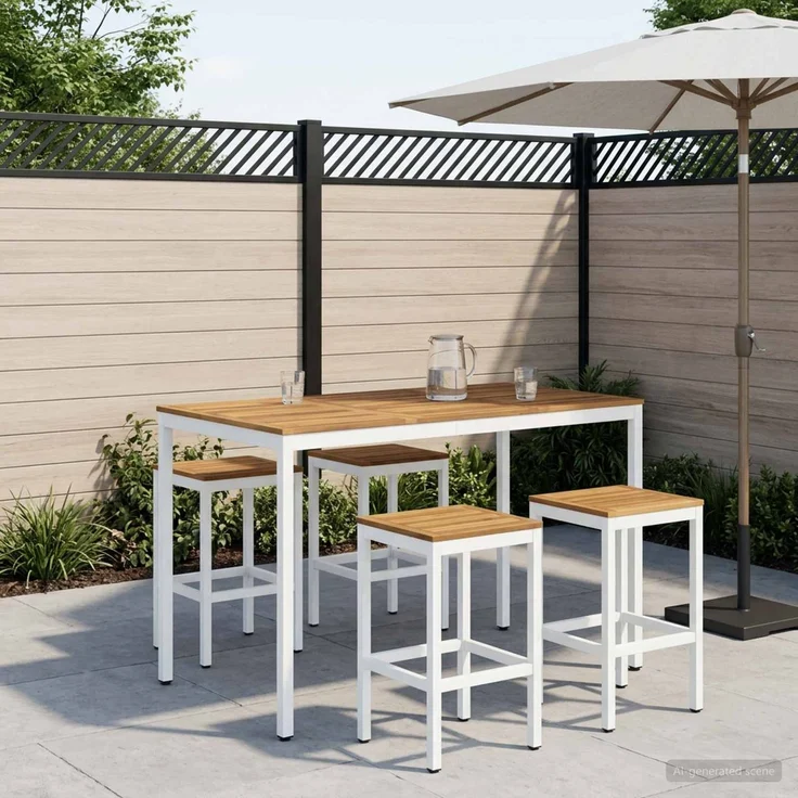 vidaXL Gartenbar-Tisch NAARDEN Weiß gewaschen 141 x 80,5 x 105 cm 901783 – Bild 1