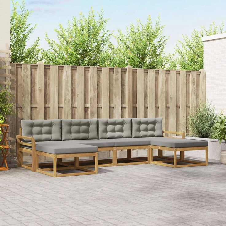 vidaXL Outdoor-Sofagarnitur 6 stk. Weiß und Hellgrau 3386830 – Bild 1