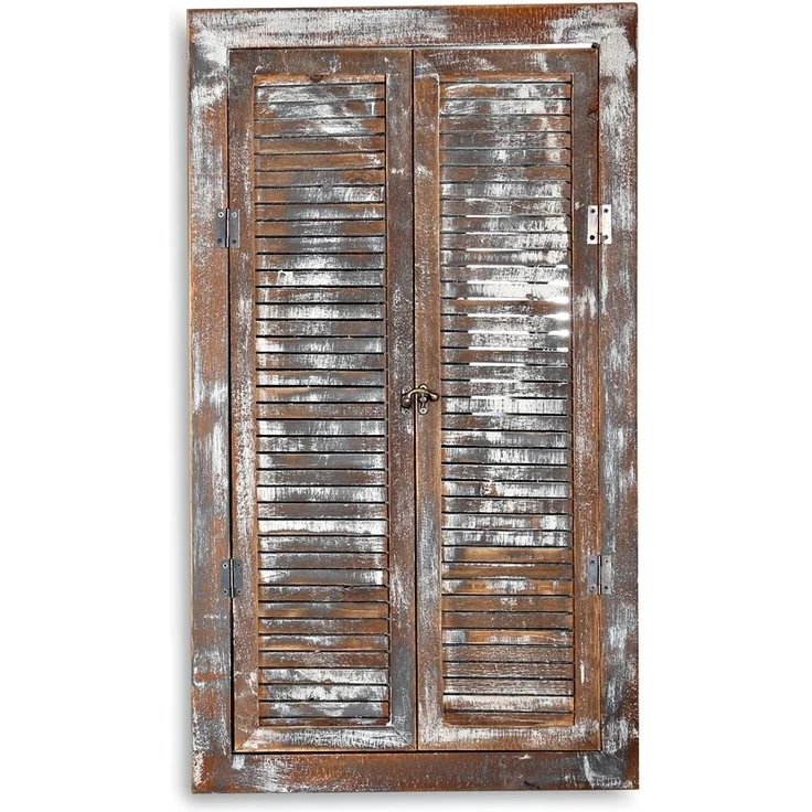 Wandspiegel quadratisch Braun Bilderrahmen Fensterladen Fotorahmen Flur Holzdeko – Bild 6