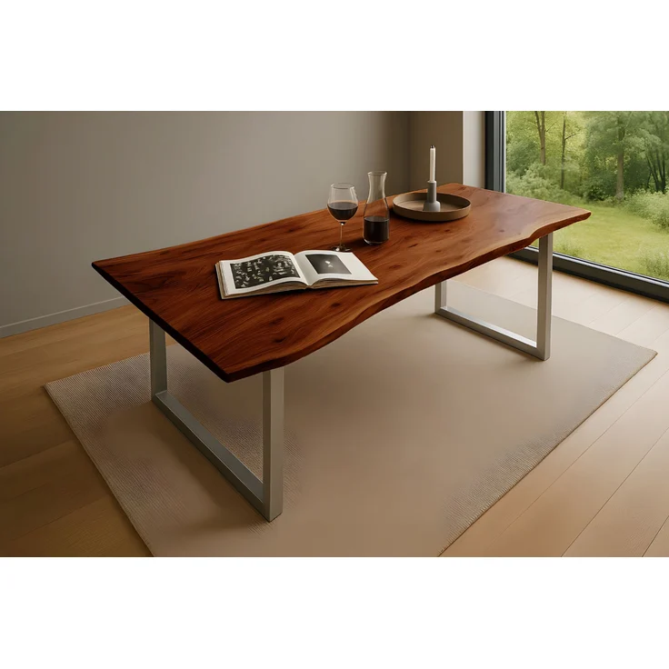 Esstisch Baumkante massiv Akazie nussbaum 280 x 100 silber QUINN 80663861 – Bild 1