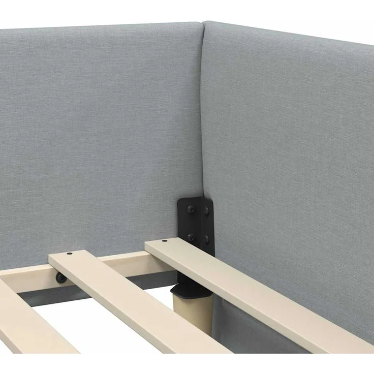 vidaXL Eckbettgestell mit Matratze 2 stk. Hellgrau 90 x 190 cm Stoff 3393589 – Bild 10