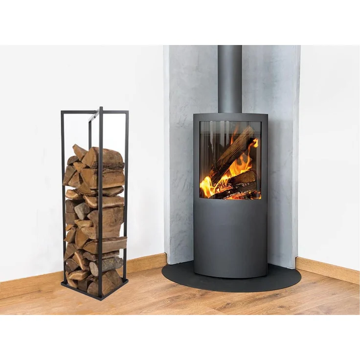 Kaminholzregal für innnen, Stahl Schwarz - Höhe 118cm Breite 34cm – Bild 1