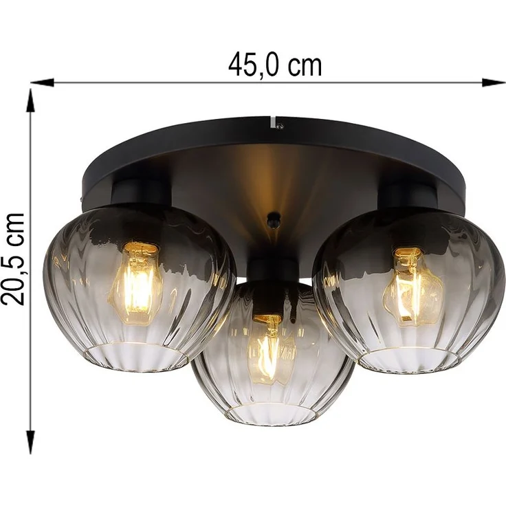 Deckenlampe, schwarz, Rauchglas, D 45 cm – Bild 7