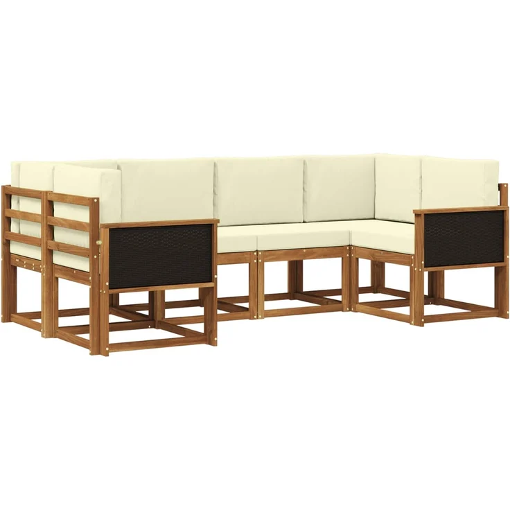 vidaXL Outdoor-Sofagarnitur 6 stk. 6-Sitzer Natur und Creme 3385481 – Bild 2