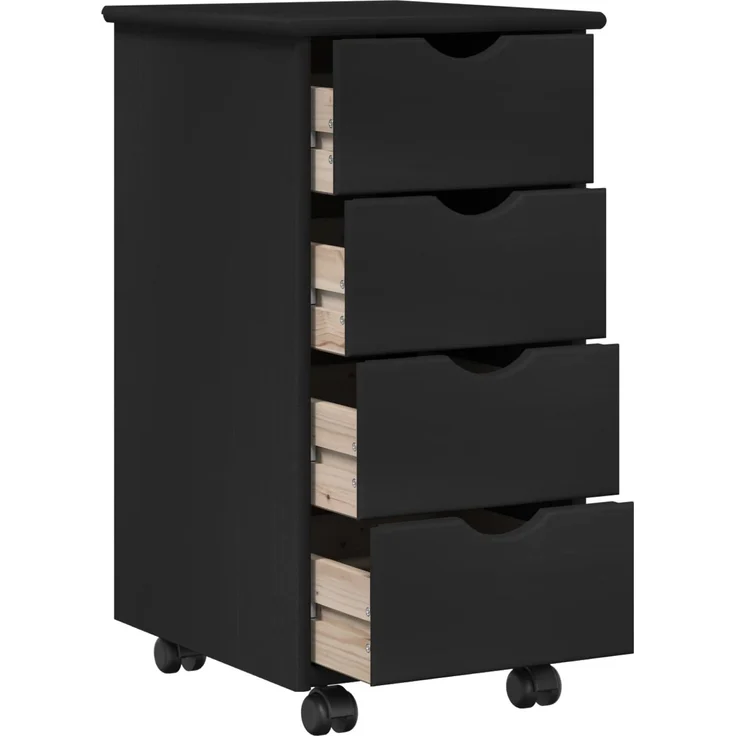 vidaXL Schreibtischschrank-Set 2 stk. Schwarz Massives Kiefernholz 3438773 – Bild 5