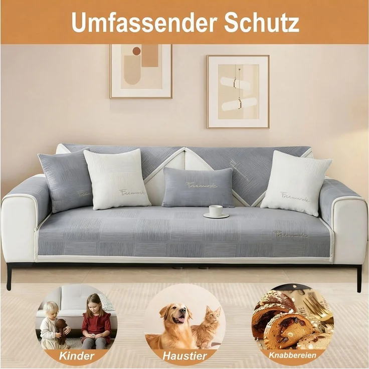 Agger Sofaschoner Couch Überzug, Sofa-Schutzhülle 1/2/3/4 Sitzer L Form Sofa Cover, Sofa Überzug Ecksofa, Universelle Rutschfeste Sofa Überwurf – Bild 4