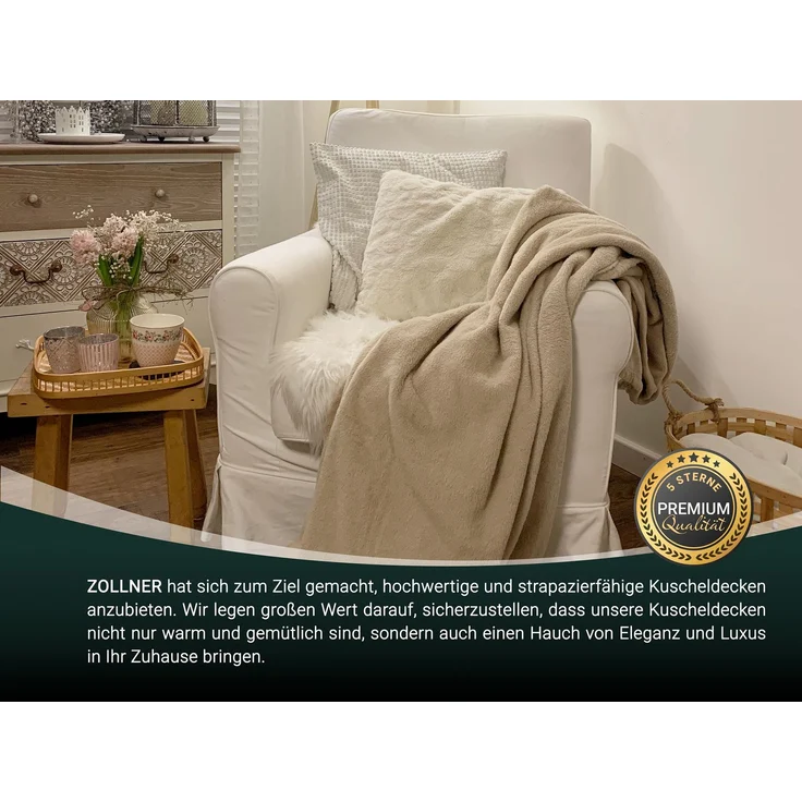ZOLLNER Kuscheldecke, 150x200 cm, beige – Bild 4