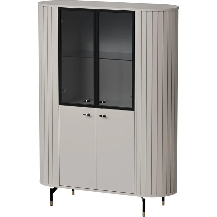 Compleo Standvitrine mit Glastüren, 4 türen, Lamellenoptik, Glamour design MODERNO – Bild 5