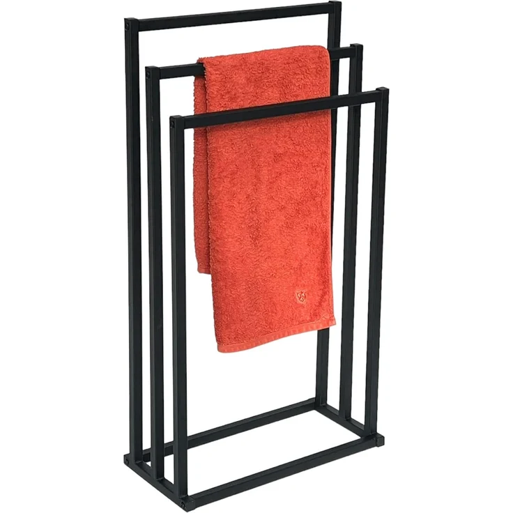 DanDiBo Handtuchhalter Stehend Schwarz Matt Metall KW449 3-armig Badetuchhalter mit 3 Handtuchstangen Badezimmer Badezimmermöbel Modern – Bild 8