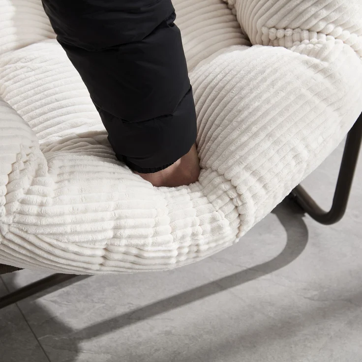 LVHOM Schaukelstuhl mit gepolstertem Kissen, Rattanstuhl mit Stahlrahmen, Lounge Sessel, Schaukelsessel, 1 St, für Balkon/Garten/Wohnzimmer/Schlafzimmer – Bild 7
