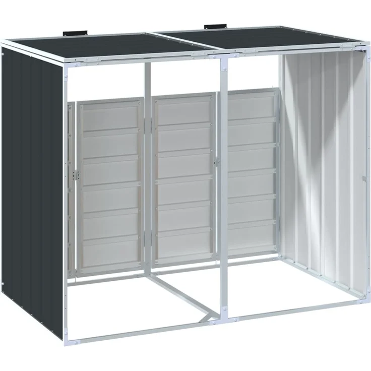 vidaXL Mülltonnenbox für 2 Tonnen Anthrazit 144x81x113 cm Stahl 4006177 – Bild 6