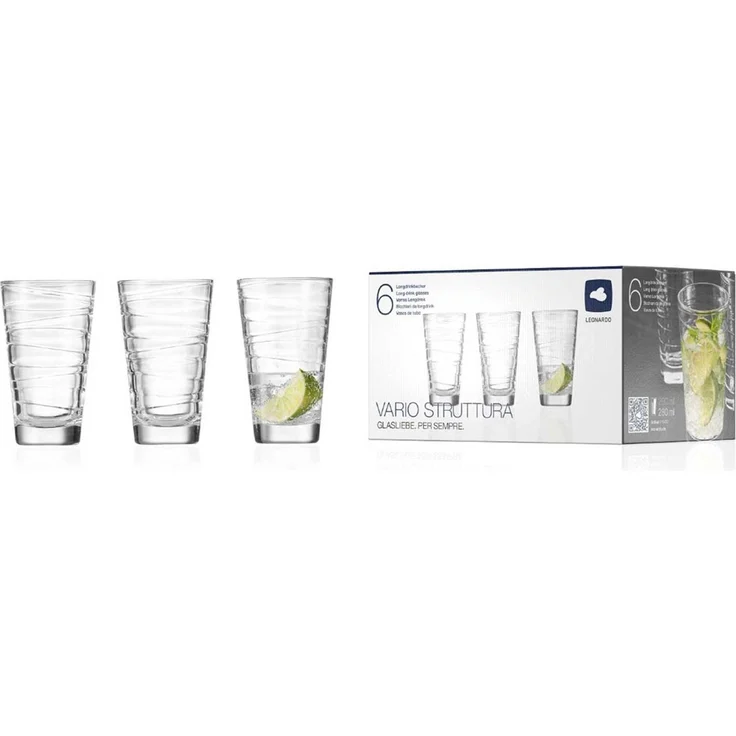Leonardo 'Vario Struttura' Trinkglas, Kalk-Natron Glas, 280 ml, 6x Trinkglas, Transparent – Bild 5