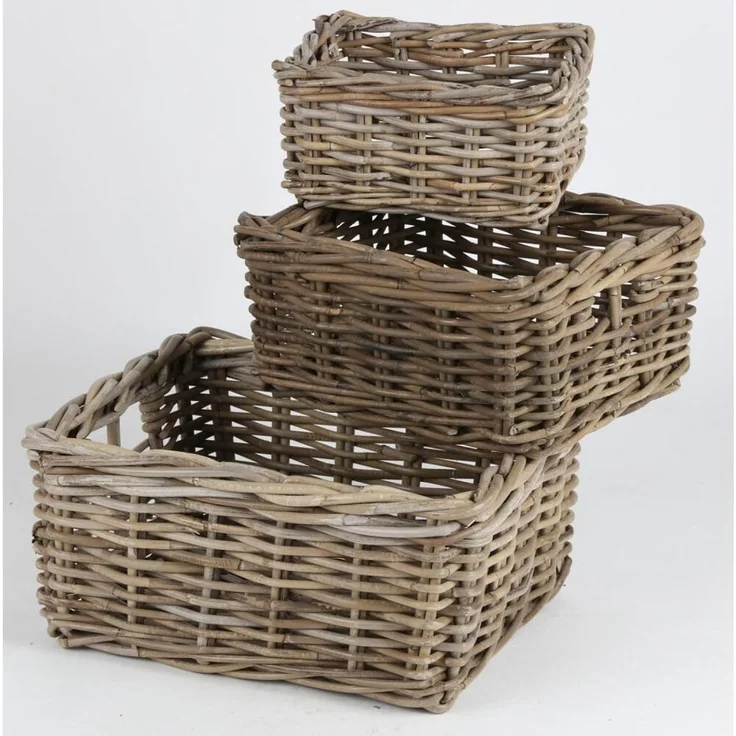 3er Set Weidenkörbe Körbe Aufbewahrung Korb Dekokorb Holzkorb geflochten 23 - 37cm – Bild 3